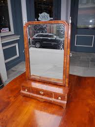 English Burl Walnut Inlaid Shaving Mirror. All Original ...