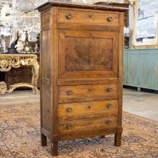 Louis XVI Wood Secretary Desk – Drop Front Drawers with Rosy-Brown Mar – Le Chateau