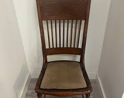 Pair of Antique Press Back Chairs With Velvet Seat Wisconsin Chair Company - Etsy