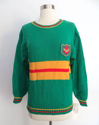 NEW vtg 80s 90s Nicole Curie green yellow red stripe knit ...