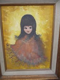 1960's Big Eyes Painting? by V. Frolich 17 1/2" X 20 1/2 ...