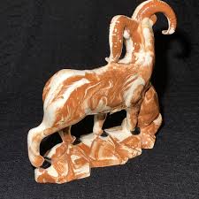 Vintage Clay Swirled Pottery Dall Sheep Ram Big Horn ...
