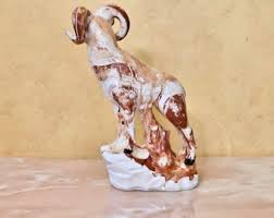 Vintage Ceramic Ram Figurine: Hand-painted Bighorn Sheep ...