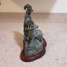 Vintage Hollow Bronze Bighorn Sheep Sculpture Heavily Patinad 2 Rams 9" Tall | eBay