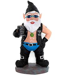 Biker Gnome with Motorcycle Leather Gear Tattoos Garden Gnome Statue – The Sunny International