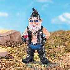 Hand-Painted Biker Garden Gnome Sculptures | Collections Etc.