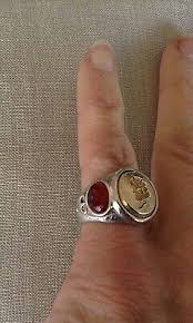 Vintage1990s LESLIE BLOCK Cornelian-Silver+Gold Tone Ring Carved Profile | eBay