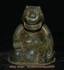 4.8" ancient China Chinese Bronze ware Dynasty bear beast statue | eBay