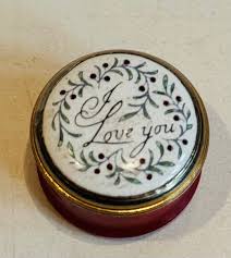 Pair of Miniature Boxes Halcyon Days Enamels English Thank You Trinket Box Unmarked Crummles I Love You Hand Painted English Enamel Pill Box - Etsy