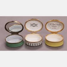 A Group of Three Enameled Battersea Boxes, 19th/20th Century. sold at auction on 20th July | Gray's Auctioneers LLC