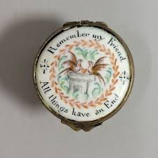 18th C Battersea Bilston Rememberence Enamel Patch Box (item #1498124)
