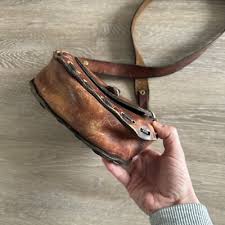 Vintage 60's,70's Hard Leather Saddle Bucket Shoulder Bag Purse Boho Festival | eBay