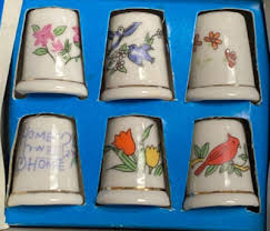 Thimble Assortment Set of 6 Porcelain Thimbles Birds ...