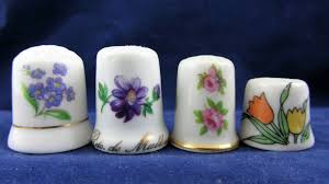 4 Collectable Thimbles Flowers Forget Me Not Tulips Clematis ...