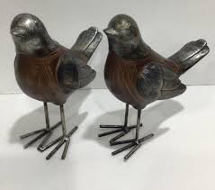 Vintage Retro Metal Standing Brown Bird Figurine Set 7” Wood ...