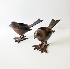 Bird Votive Candle Holders Pair Vintage Antique Solid Brass ...