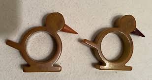 Two Vintage Antique Butterscotch Bakelite Bird Form Napkin ...