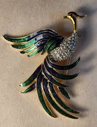 Bold and Unique, Vintage Cheerful Enamel & Marcasite Peacock ...