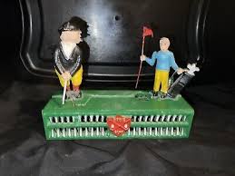 Birdie Putt Cast Iron Golfer & Caddy Mechanical Coin Piggy ...