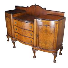 Antique English Chippendale Walnut Burl Serpentine Buffet Sideboard Credenza | Chairish