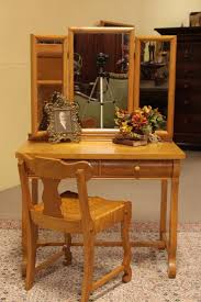 Antique Birdseye Maple Desk or Vanity & Chair