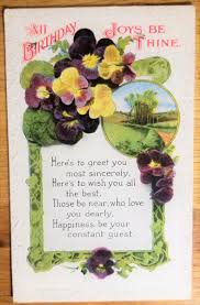 Vintage Happy Birthday Pansies Postcard Circa 1908 Joy Be Thine... | eBay
