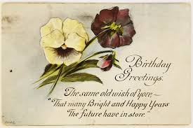 Birthday Greetings Flower The Same old wish of yore Poem Postcard antique | eBay Australia