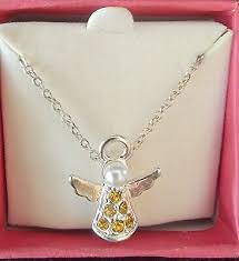NEW Birthstone Angel Necklace Pendant Chain November Topaz | eBay