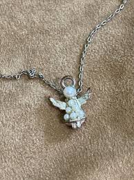Vintage Avon Necklace Silver Tone Chain Angel Pendant Faux Pearl C43-36 | eBay
