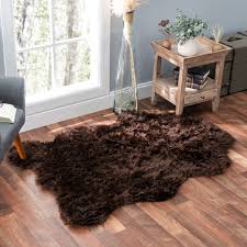 Walk on Me 2 X 4 (ft) Frieze Faux Fur Brown Irregular Indoor Solid Machine Washable Area Rug 24021 at Lowes.com