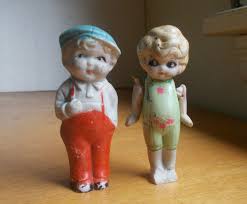 1920s GOOGLE EYED GIRL & CUTE BOY PAIR OF PORCELAIN DOLLS ...