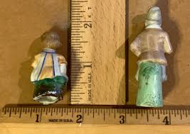 Seated Mini Porcelain Girl with Doll + 2¼" Porcelain Man w/ Pipe-Hollow Figures | eBay