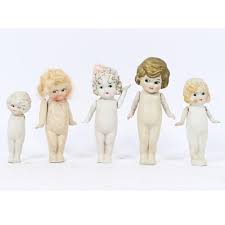 Sold at Auction: Collection of 5 bisque and composition Kewpie Frozen Charlotte dolls 8" x 4" x 3" (largest)