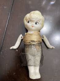 VINTAGE BISQUE PORCELAIN 5 INCH DOLL WITH JOINTED ARM FIXED ...