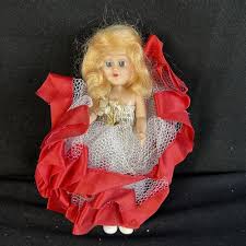 Vintage Nancy Ann 6” Doll Blonde Hair Blue Eyes Red Dress | eBay