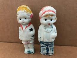 Vintage FLAPPER BOY & GIRL Bisque Figurines Made in ...