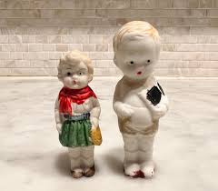 Frozen Charlotte Penny Bisque Doll Pair, Hand Painted ...