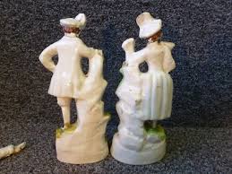 Antique Staffordshire Pottery Shepherd and Shepherdess With Garland Lambs Figure | eBay