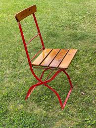 Proantic: Série de six chaises pliantes de véranda ou de jardin, acier