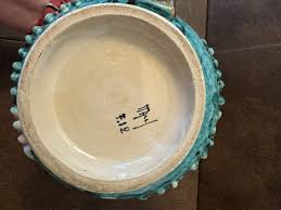 Artisan Pitcher Ceramic Glazed Colorful Turquiose Floral ...