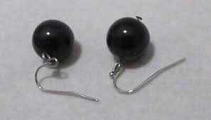 Minimalist Large 11mm Plastic Black Bead Silver Tone Hook 1 ...