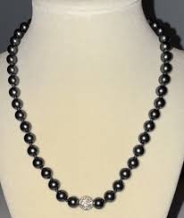 Pretty Vintage RMN Dark Gray Glass Beads & Rhinestone Necklace 16” | eBay