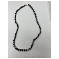 14k Yellow Gold Fish Hook Clasp Fine Black Dyed Cultured Akoya Pearl . For Sale at Ruby Lane