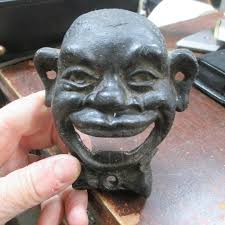 Authentic VINTAGE Black Americana Bottle opener ANTIQUE rare MAN FACE CAST IRON | #1882036207