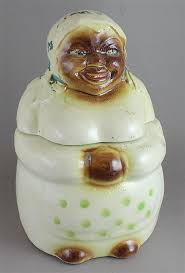 Lot - BLACK AMERICANA MAMMY COOKIE JAR, GREEN POLKA DOT APRON, 9"H