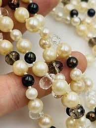 Vintage 14k White Gold Diamond Clasp Akoya & Tahitian Pearl Beaded Necklace | eBay