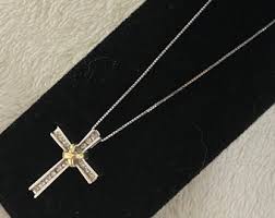 Stunning 14k White Gold .30CTW Diamond 18” Cross Necklace ...