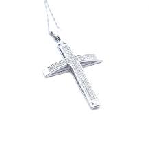 14K White Gold Double Row Diamond Cross Necklace – Tivoli ...