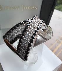 Sterling Silver Black and White CZ Wide Band Ring - Etsy