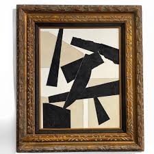 Black And Beige Collage In Antique Frame – George Home CT